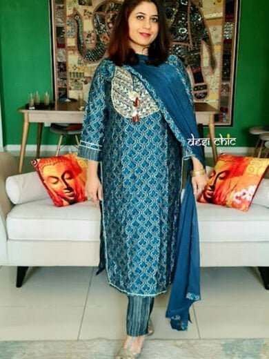 Pure Muslin Silk Jackard Finish Salwar Set