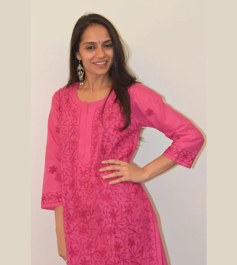 Cotton chikankari- embroidered