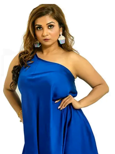 Ria Jain Label Cobalt Blue drape dress