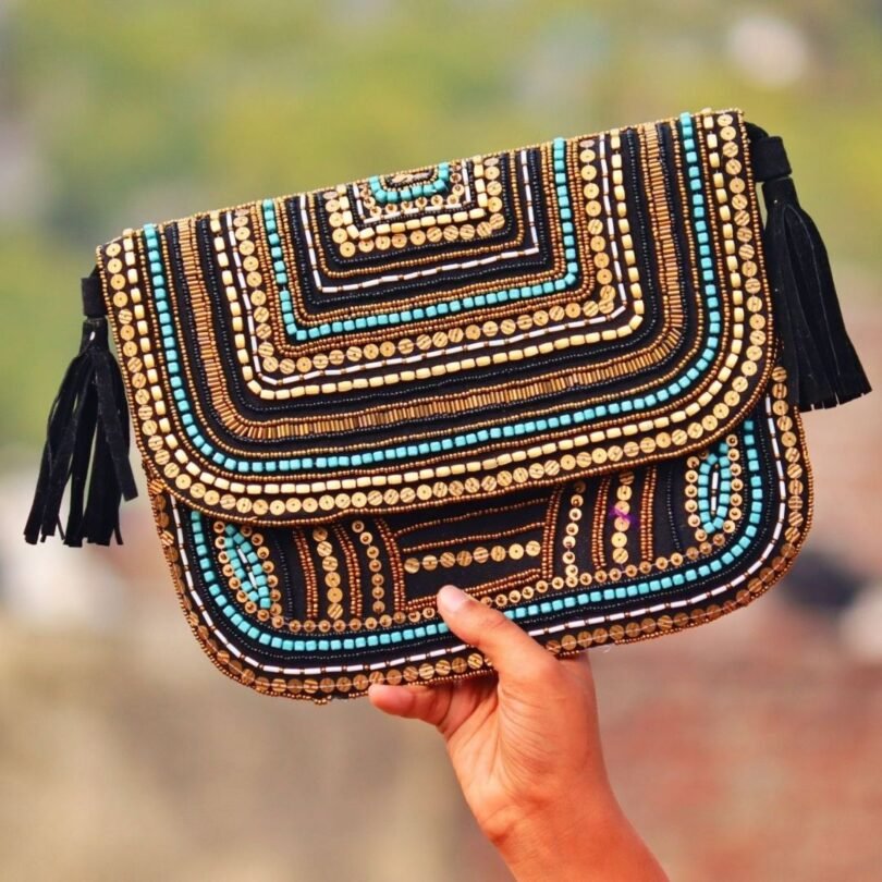 Black & Blue Boho Bag