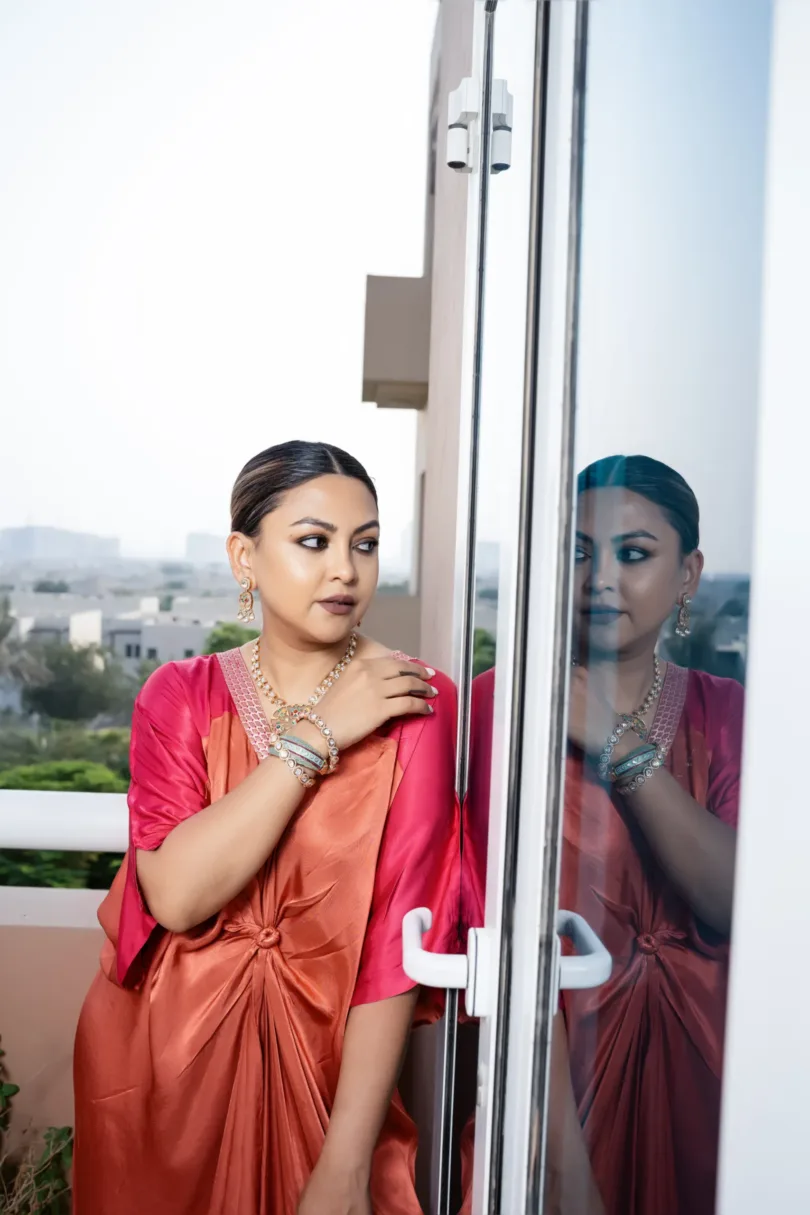 Vibrant Pink and Brown Color Silk Brocade